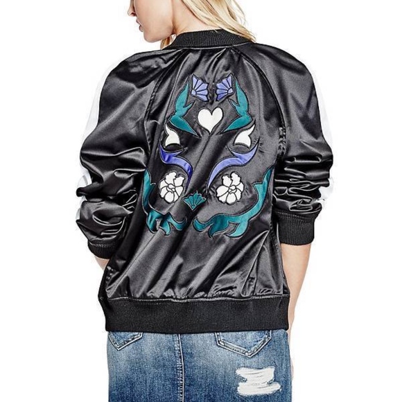 guess satin bomber jacket